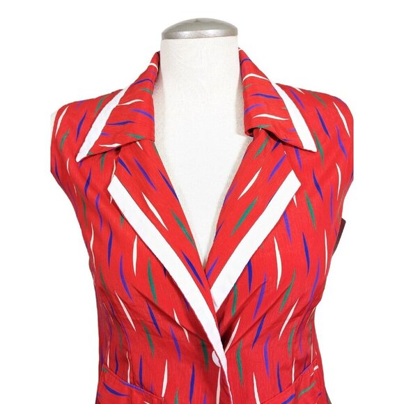 Womens Vintage Silk Top Blouse Medium New With Tags Geometric Print Collared - Picture 2 of 7